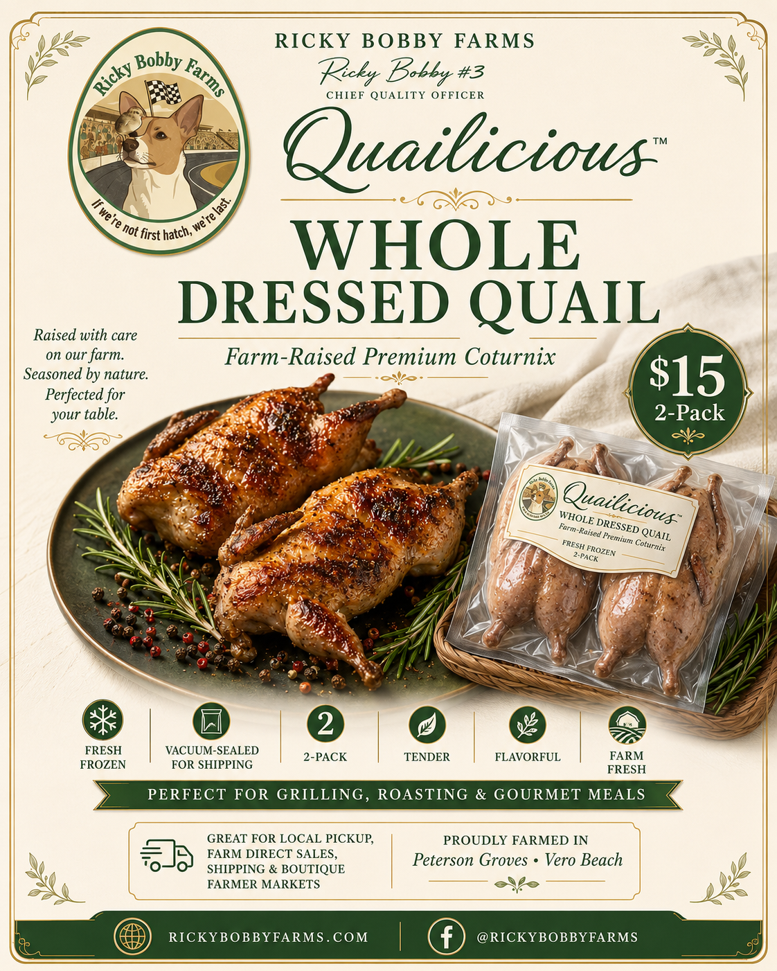 Quailicious™ Whole Dressed Quail - 2 Pack