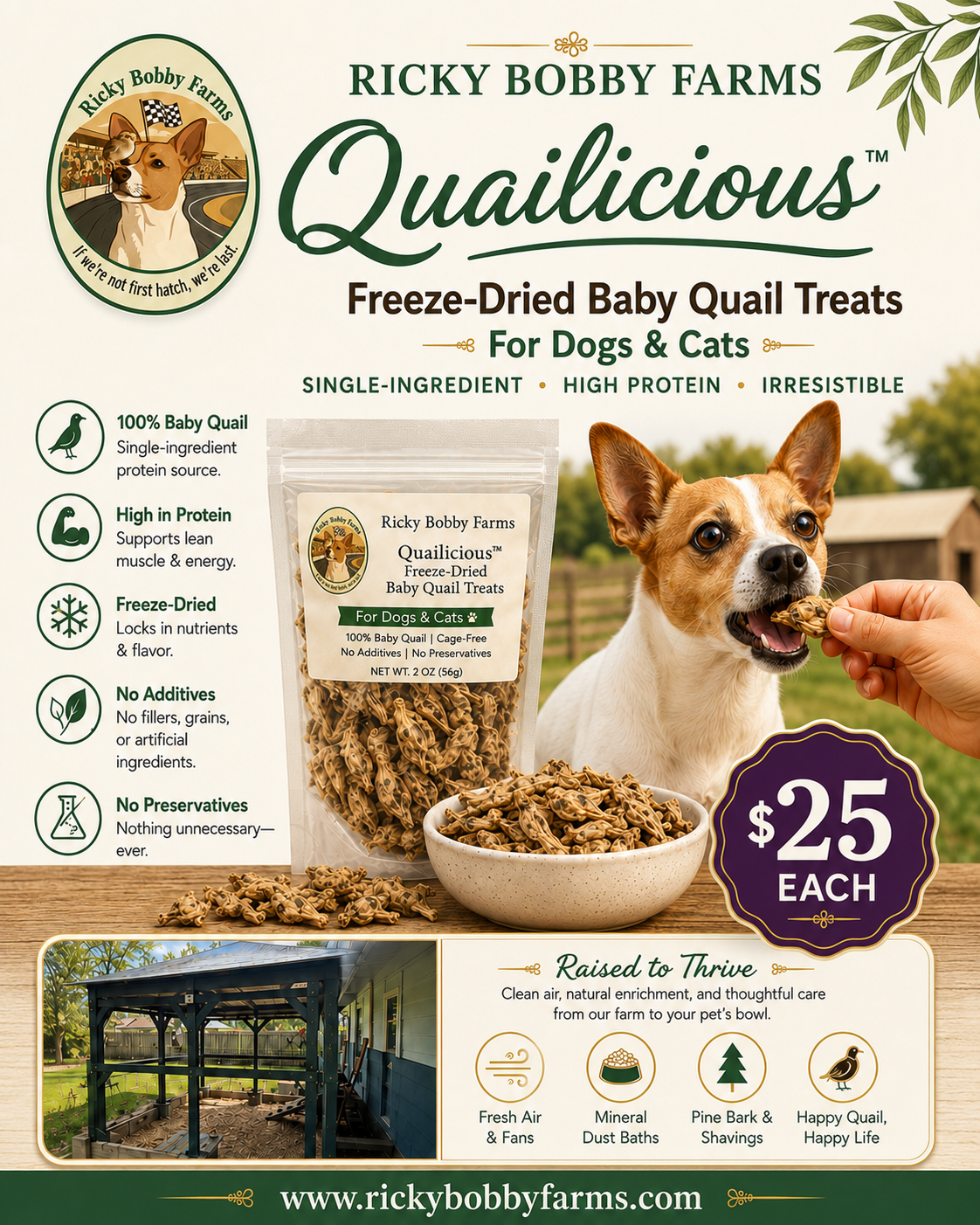 Quailicious™ Freeze-Dried Baby Quail Treats - 6 oz - Coming Soon