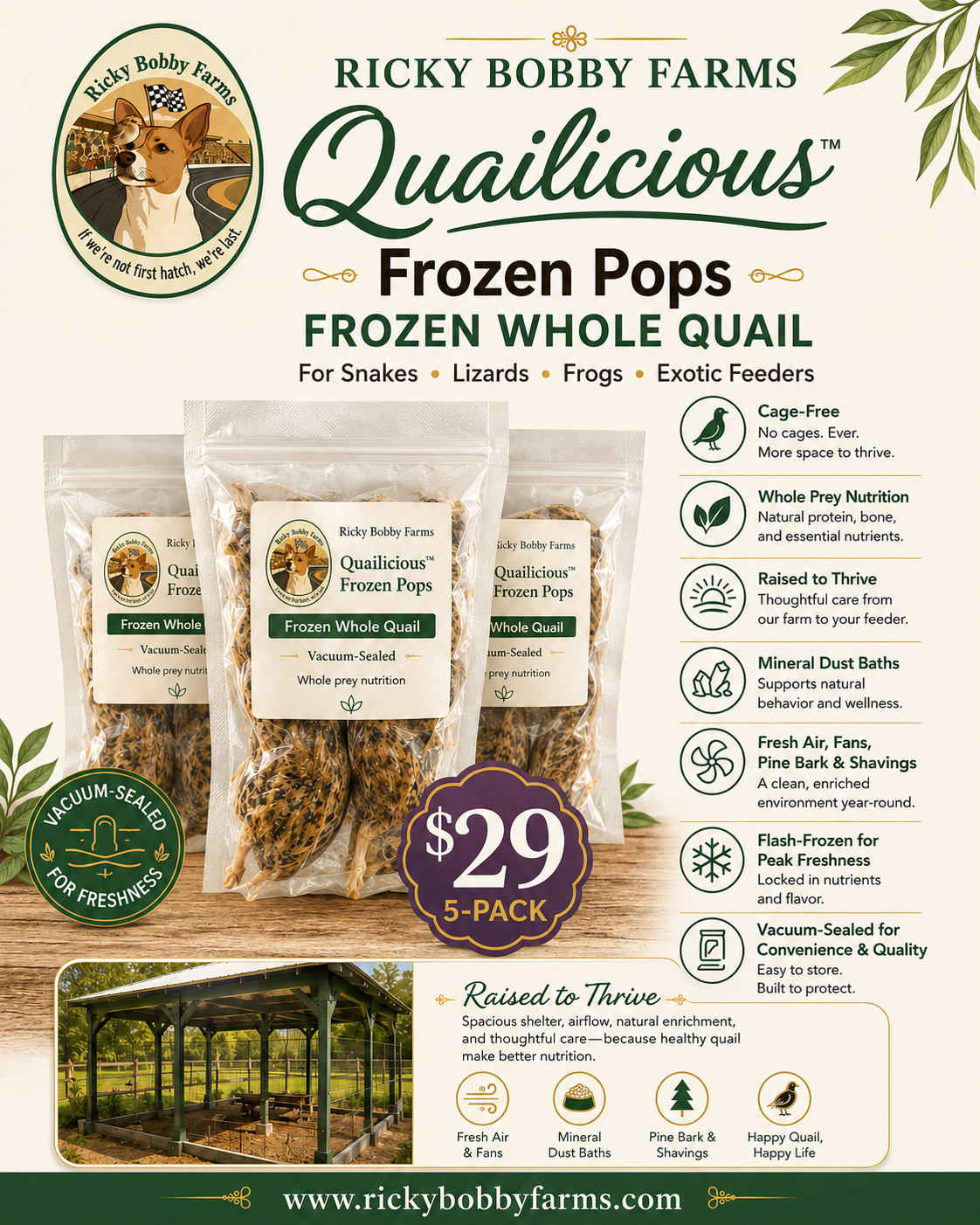 Quailicious™ Flash Frozen Feeders - 5 Pack