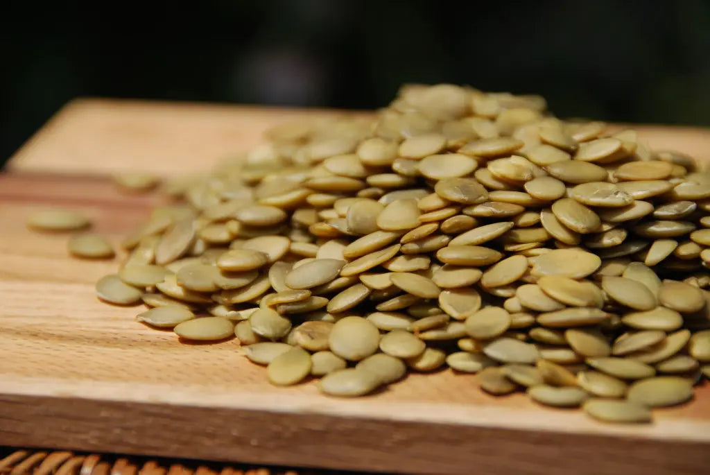 Pepitas pumpkin seeds ready to be fire-roasted for the Travieso Truffles center