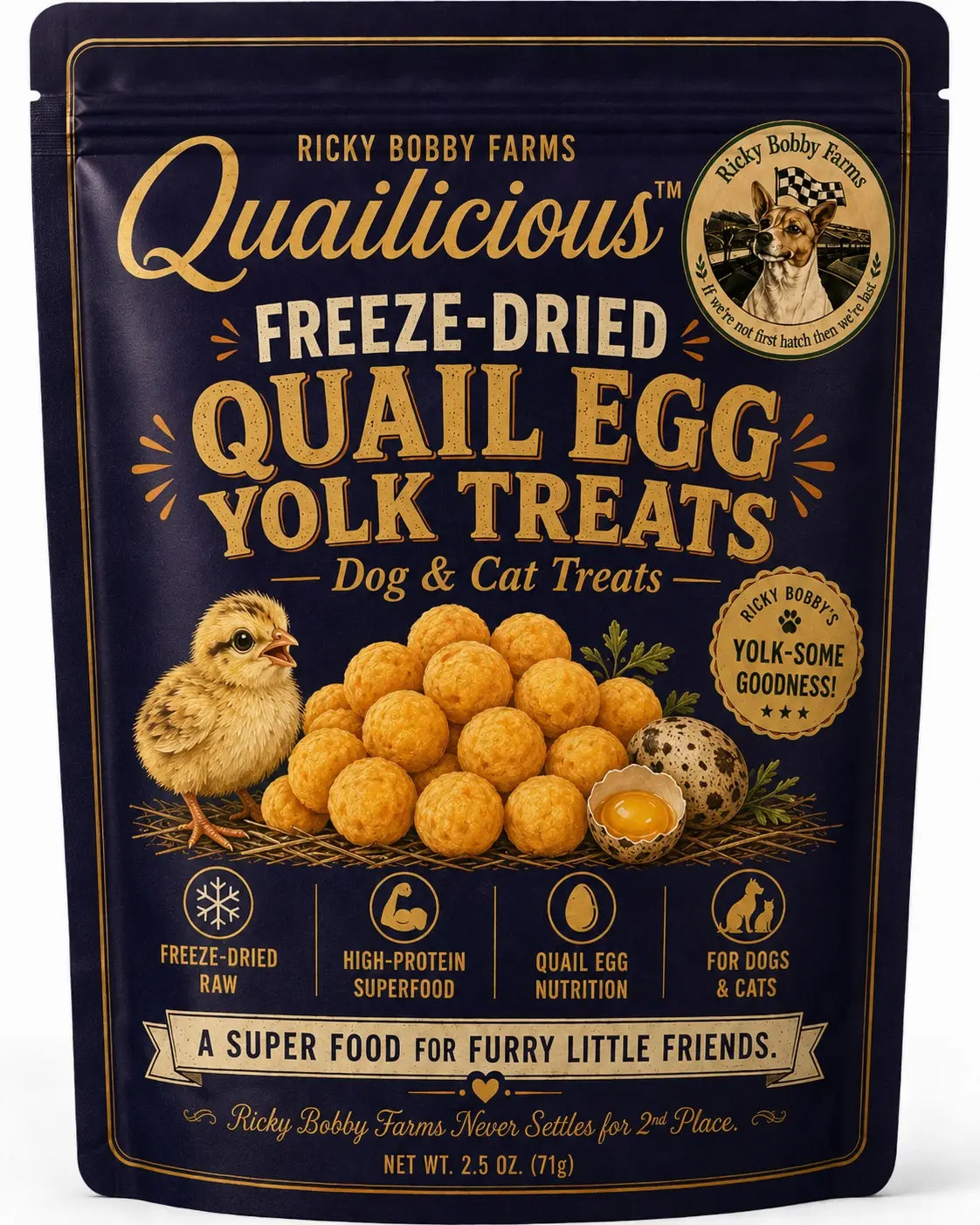 Preview of Quailicious freeze-dried quail egg yolk treats for dogs and cats