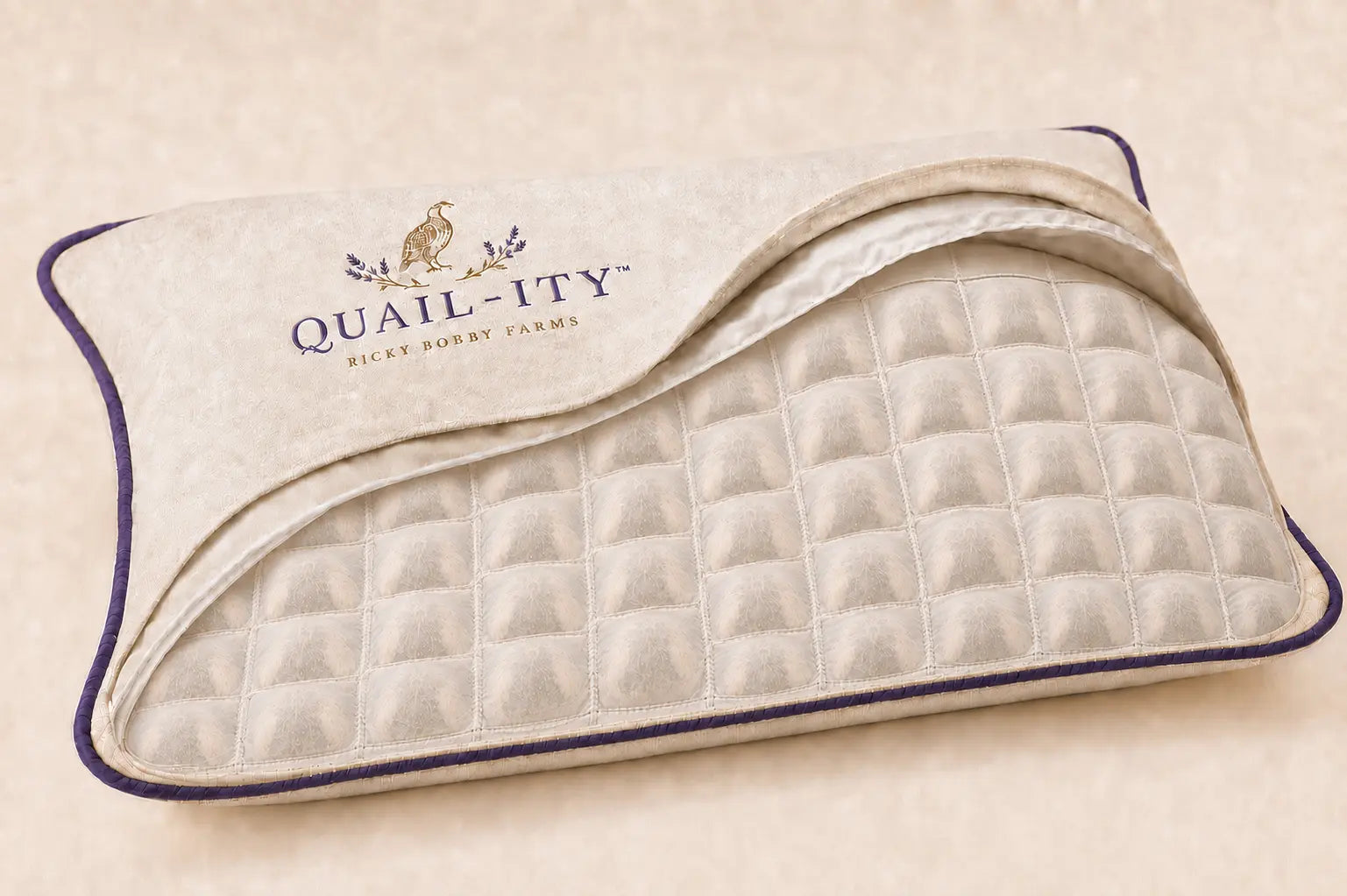 The QUAIL-ITY PILLOW cutaway showing one hundred snug sealed quilted pouches