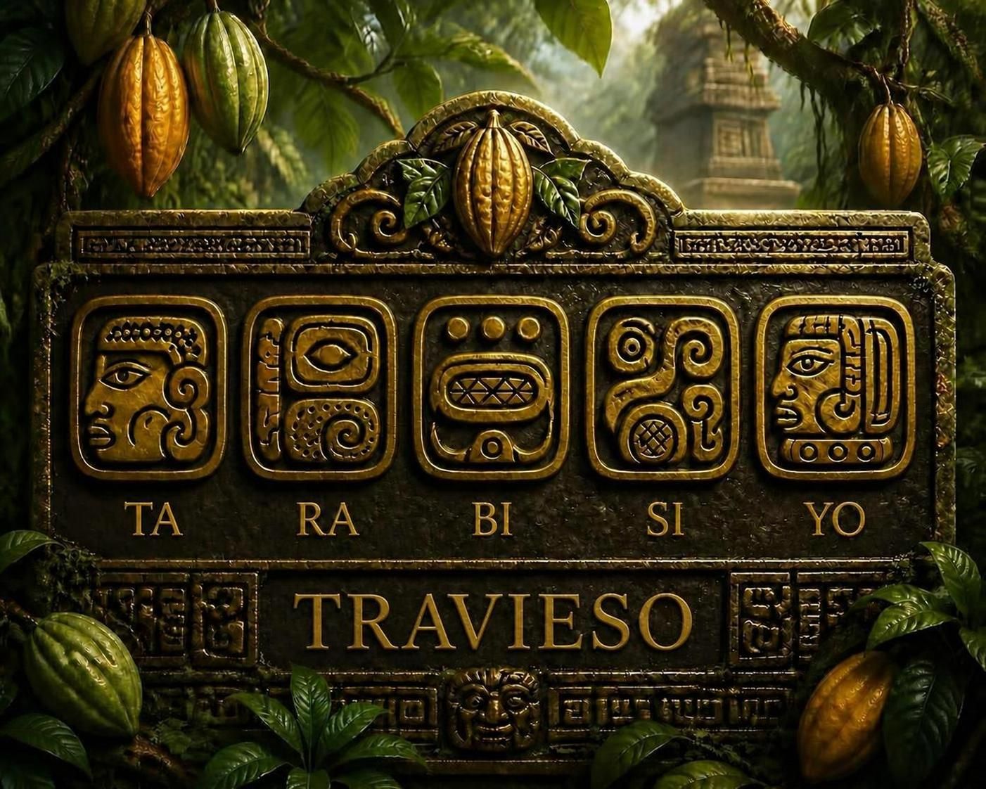 Ancient Mayan hieroglyph of the name Travieso